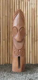 Tiki Polynnesian Statue from coconut wood, about 100cm high with natural/transparant color 